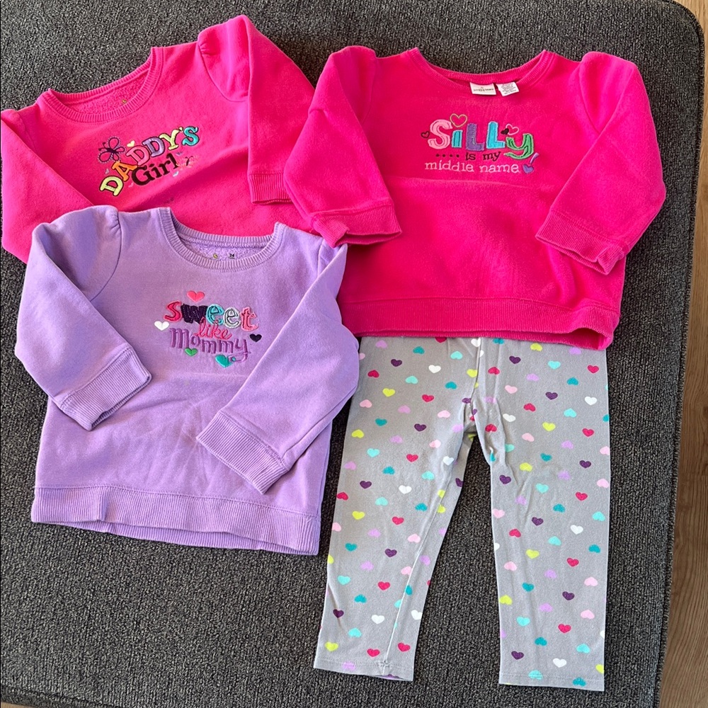 Jumping Beans Pink and Purple Kids Tops with Heart Leggings